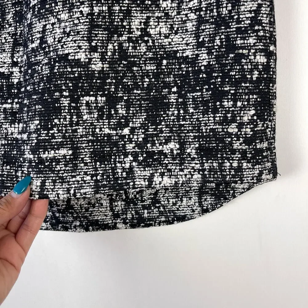 New Banana Republic Mini High Woven Knit Skirt Black White - 2